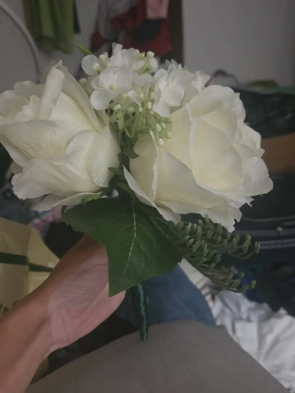 Light Blue & White Faux Hydrangea and Rose Bouquet - Home Accents